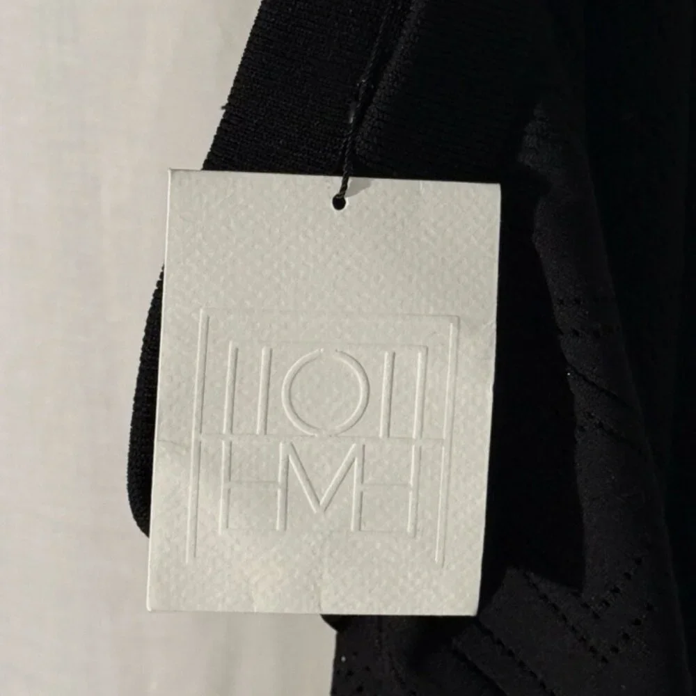 Totême Monogram Pointelle Knit Wide Leg Trousers Black M NWT - Picture 4 of 9